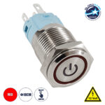 GloboStar® 70781 LED Φωτιζόμενος Διακόπτης Χωνευτός - Μπουτόν On/Off Ανοξείδωτος DC 12V με Angel Eye Αδιάβροχο Φ18mm IP67 Κόκκινο - Image 3
