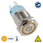 GloboStar® 70774 LED Φωτιζόμενος Διακόπτης Χωνευτός - Μπουτόν On/Off Ανοξείδωτος AC 220-240V Αδιάβροχο IP67 Φ18mm με Angel Eye Πορτοκαλί - Image 3
