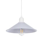 GloboStar® FERRO 203-0087 Μοντέρνο Κρεμαστό Φωτιστικό Καμπάνα Μονόφωτο 1 x E27 IP20 Λευκό Πλαστικό - Μ30 x Π30 x Υ15cm