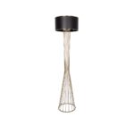 GloboStar® NOVA 201-0041 Μοντέρνο Επιδαπέδιο Φωτιστικό 1 x E27 IP20 Χρυσό Μεταλλό με Μαύρο Ύφασμα - Μ38 x Π38 x Υ155cm