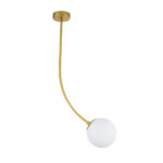 GloboStar® DRIZZLE 00921 Μοντέρνο Φωτιστικό Οροφής Μπάλα Μονόφωτο 1 x E27 IP20 Χρυσό Μέταλλο με Λευκό Γυαλί - Μ15 x Π15 x Υ100cm