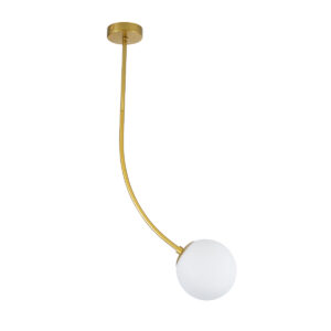 GloboStar® DRIZZLE 00921 Μοντέρνο Φωτιστικό Οροφής Μπάλα Μονόφωτο 1 x E27 IP20 Χρυσό Μέταλλο με Λευκό Γυαλί - Μ15 x Π15 x Υ100cm