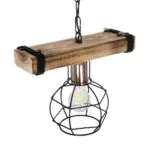 GloboStar® STARLO 201-0004 Vintage Κρεμαστό Φωτιστικό Ράγα Μονόφωτο 1 x E27 IP20 Μπεζ Ξύλο με Μαύρο Μέταλλο - Μ30 x Π15 x Υ60cm - Image 6