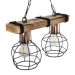 GloboStar® STARLO 201-0005 Vintage Κρεμαστό Φωτιστικό Ράγα Δίφωτο 2 x E27 IP20 Μπεζ Ξύλο με Μαύρο Μέταλλο - Μ40 x Π15x Υ65cm - Image 6