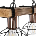 GloboStar® STARLO 201-0005 Vintage Κρεμαστό Φωτιστικό Ράγα Δίφωτο 2 x E27 IP20 Μπεζ Ξύλο με Μαύρο Μέταλλο - Μ40 x Π15x Υ65cm - Image 7