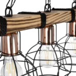 GloboStar® STARLO 201-0006 Vintage Κρεμαστό Φωτιστικό Ράγα Τρίφωτο 3 x E27 IP20 Μπεζ Ξύλο με Μαύρο Μέταλλο - Μ50 x Π15 x Υ65cm - Image 7