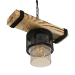 GloboStar® GLORA 201-0007 Vintage Κρεμαστό Φωτιστικό Ράγα Vintage Μονόφωτο 1 x E27 IP20 Μπεζ Ξύλο με Μαύρο Μέταλλο & Μελί Γυαλί - Μ30 x Π15 x Υ60cm - Image 5