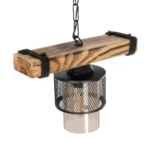 GloboStar® GLORA 201-0007 Vintage Κρεμαστό Φωτιστικό Ράγα Vintage Μονόφωτο 1 x E27 IP20 Μπεζ Ξύλο με Μαύρο Μέταλλο & Μελί Γυαλί - Μ30 x Π15 x Υ60cm - Image 6