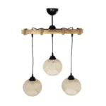 GloboStar® LUMA 201-0011 Vintage Κρεμαστό Φωτιστικό Ράγα Τρίφωτο 3 x E27 IP20 Μπεζ Ξύλο με Μπεζ Σχοινί - Μ50 x Π20 x Υ63cm - Image 4
