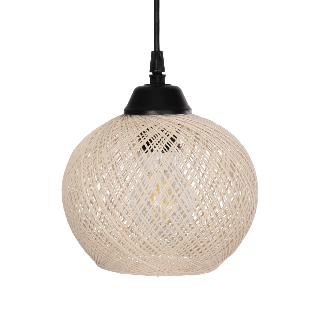 GloboStar® LUMA 201-0011 Vintage Κρεμαστό Φωτιστικό Ράγα Τρίφωτο 3 x E27 IP20 Μπεζ Ξύλο με Μπεζ Σχοινί - Μ50 x Π20 x Υ63cm - Image 5