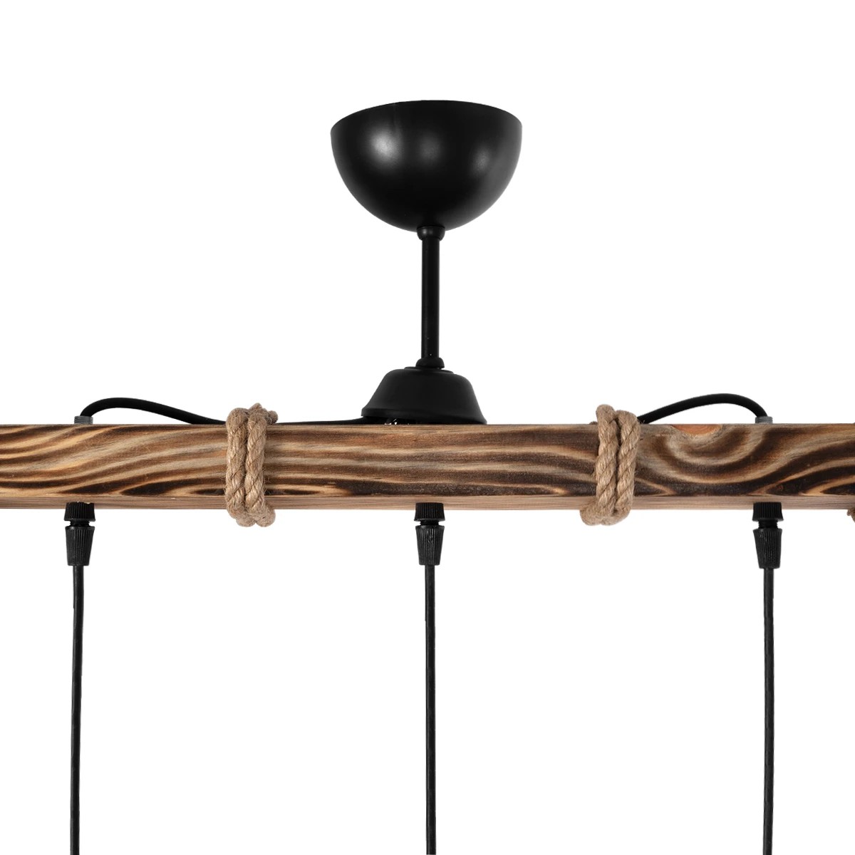 GloboStar® LUMA 201-0012 Vintage Κρεμαστό Φωτιστικό Ράγα Τρίφωτο 3 x E27 IP20 Μπεζ Ξύλο με Καφέ Σχοινί - Μ50 x Π20 x Υ63cm - Image 6