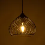 GloboStar® STARLA 201-0013 Vintage Κρεμαστό Φωτιστικό Πλέγμα Μονόφωτο 1 x E27 IP20 Μαύρο & Χάλκινο Μέταλλο - Μ28 x Π28 x Υ70cm - Image 2