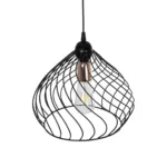 GloboStar® STARLA 201-0013 Vintage Κρεμαστό Φωτιστικό Πλέγμα Μονόφωτο 1 x E27 IP20 Μαύρο & Χάλκινο Μέταλλο - Μ28 x Π28 x Υ70cm - Image 6