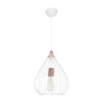 GloboStar® RADIARO 201-0014 Vintage Κρεμαστό Φωτιστικό Πλέγμα Μονόφωτο 1 x E27 IP20 Λευκό & Χάλκινο Μέταλλο - Μ28x Π28 x Υ70cm - Image 3