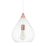 GloboStar® RADIARO 201-0014 Vintage Κρεμαστό Φωτιστικό Πλέγμα Μονόφωτο 1 x E27 IP20 Λευκό & Χάλκινο Μέταλλο - Μ28x Π28 x Υ70cm - Image 4