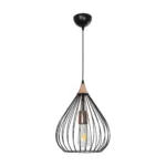 GloboStar® RADIARO 201-0015 Vintage Κρεμαστό Φωτιστικό Πλέγμα Μονόφωτο 1 x E27 IP20 Μαύρο Μέταλλο - Μ28 x Π28 x Υ70cm - Image 3