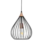GloboStar® RADIARO 201-0015 Vintage Κρεμαστό Φωτιστικό Πλέγμα Μονόφωτο 1 x E27 IP20 Μαύρο Μέταλλο - Μ28 x Π28 x Υ70cm - Image 4