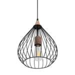 GloboStar® RADIARO 201-0015 Vintage Κρεμαστό Φωτιστικό Πλέγμα Μονόφωτο 1 x E27 IP20 Μαύρο Μέταλλο - Μ28 x Π28 x Υ70cm - Image 5
