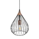 GloboStar® RADIARO 201-0015 Vintage Κρεμαστό Φωτιστικό Πλέγμα Μονόφωτο 1 x E27 IP20 Μαύρο Μέταλλο - Μ28 x Π28 x Υ70cm - Image 6