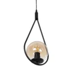 GloboStar® DROP 201-0016 Vintage Κρεμαστό Φωτιστικό Μπάλα Μονόφωτο 1 x E27 IP20 Μαύρο Μέταλλο Με Μελί Γυαλί - Μ20 x Π25 x Υ80cm - Image 5