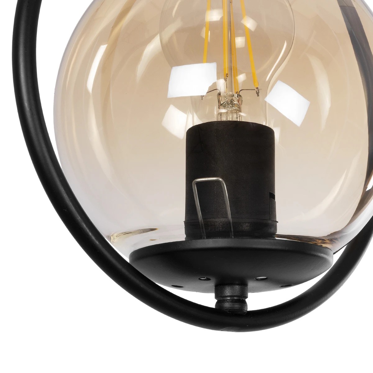 GloboStar® DROP 201-0016 Vintage Κρεμαστό Φωτιστικό Μπάλα Μονόφωτο 1 x E27 IP20 Μαύρο Μέταλλο Με Μελί Γυαλί - Μ20 x Π25 x Υ80cm - Image 7