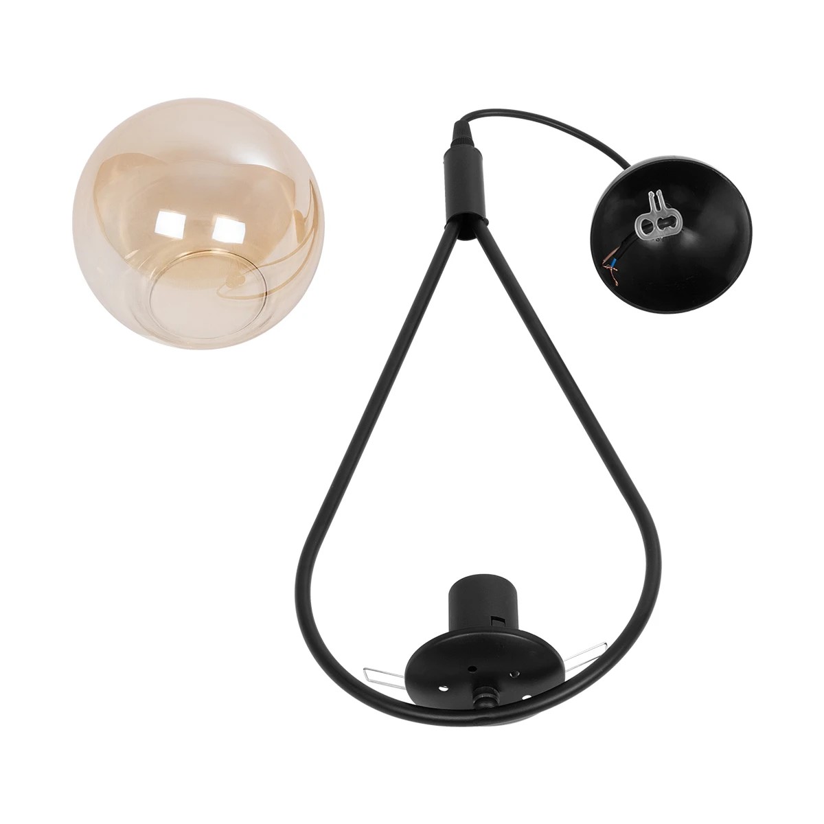 GloboStar® DROP 201-0016 Vintage Κρεμαστό Φωτιστικό Μπάλα Μονόφωτο 1 x E27 IP20 Μαύρο Μέταλλο Με Μελί Γυαλί - Μ20 x Π25 x Υ80cm - Image 9