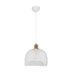 GloboStar® GLOZIA 201-0017 Μοντέρνο Κρεμαστό Φωτιστικό Πλέγμα Μονόφωτο 1 x E27 IP20 Λευκό & Χρυσό Μέταλλο - Μ26x Π26 x Υ70cm - Image 3