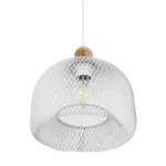 GloboStar® GLOZIA 201-0017 Μοντέρνο Κρεμαστό Φωτιστικό Πλέγμα Μονόφωτο 1 x E27 IP20 Λευκό & Χρυσό Μέταλλο - Μ26x Π26 x Υ70cm - Image 5