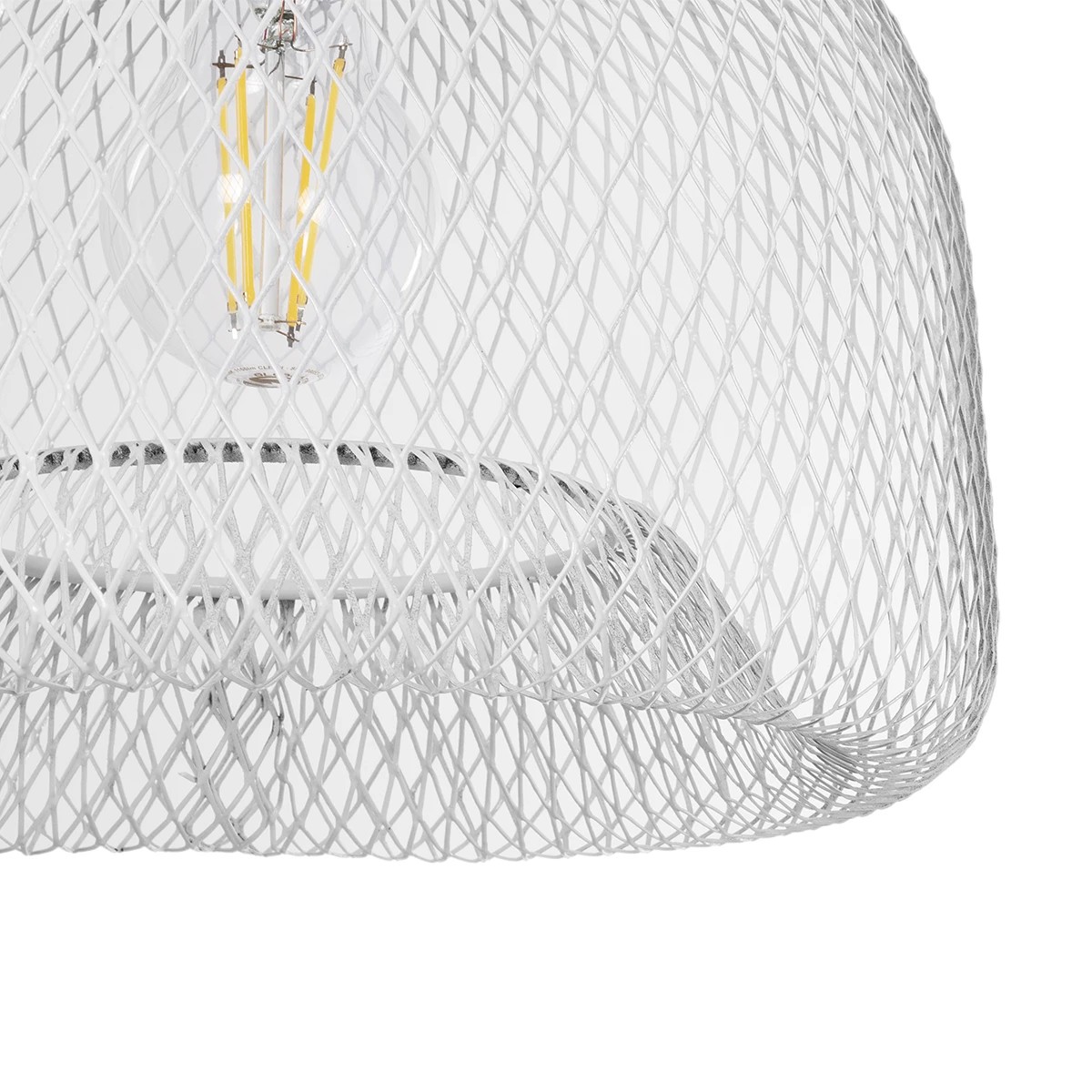 GloboStar® GLOZIA 201-0017 Μοντέρνο Κρεμαστό Φωτιστικό Πλέγμα Μονόφωτο 1 x E27 IP20 Λευκό & Χρυσό Μέταλλο - Μ26x Π26 x Υ70cm - Image 7