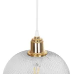 GloboStar® GLOZIA 201-0017 Μοντέρνο Κρεμαστό Φωτιστικό Πλέγμα Μονόφωτο 1 x E27 IP20 Λευκό & Χρυσό Μέταλλο - Μ26x Π26 x Υ70cm - Image 8