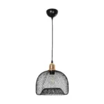 GloboStar® GLOZIA 201-0018 Μοντέρνο Κρεμαστό Φωτιστικό Πλέγμα Μονόφωτο 1 x E27 IP20 Μαύρο & Χρυσό Μέταλλο - Μ26 x Π26 x Υ70cm - Image 3