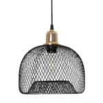 GloboStar® GLOZIA 201-0018 Μοντέρνο Κρεμαστό Φωτιστικό Πλέγμα Μονόφωτο 1 x E27 IP20 Μαύρο & Χρυσό Μέταλλο - Μ26 x Π26 x Υ70cm - Image 4