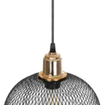 GloboStar® GLOZIA 201-0018 Μοντέρνο Κρεμαστό Φωτιστικό Πλέγμα Μονόφωτο 1 x E27 IP20 Μαύρο & Χρυσό Μέταλλο - Μ26 x Π26 x Υ70cm - Image 8
