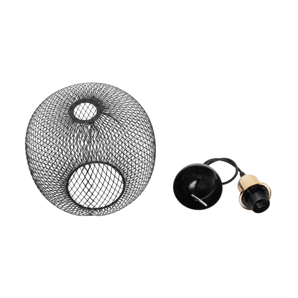 GloboStar® SOLUX 201-0019 Μοντέρνο Κρεμαστό Φωτιστικό Πλέγμα Μονόφωτο 1 x E27 IP20 Μαύρο & Χάλκινο Μέταλλο - Μ26 x Π26 x Υ70cm - Image 10