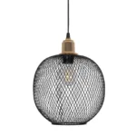 GloboStar® SOLUX 201-0019 Μοντέρνο Κρεμαστό Φωτιστικό Πλέγμα Μονόφωτο 1 x E27 IP20 Μαύρο & Χάλκινο Μέταλλο - Μ26 x Π26 x Υ70cm - Image 4