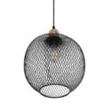 GloboStar® SOLUX 201-0019 Μοντέρνο Κρεμαστό Φωτιστικό Πλέγμα Μονόφωτο 1 x E27 IP20 Μαύρο & Χάλκινο Μέταλλο - Μ26 x Π26 x Υ70cm - Image 5