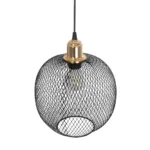 GloboStar® SOLUX 201-0019 Μοντέρνο Κρεμαστό Φωτιστικό Πλέγμα Μονόφωτο 1 x E27 IP20 Μαύρο & Χάλκινο Μέταλλο - Μ26 x Π26 x Υ70cm - Image 6