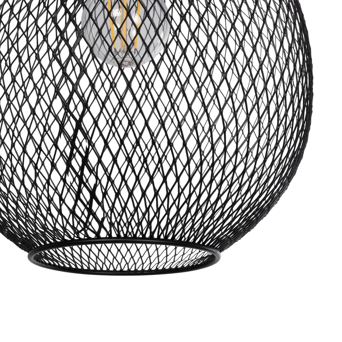 GloboStar® SOLUX 201-0019 Μοντέρνο Κρεμαστό Φωτιστικό Πλέγμα Μονόφωτο 1 x E27 IP20 Μαύρο & Χάλκινο Μέταλλο - Μ26 x Π26 x Υ70cm - Image 7