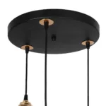 GloboStar® VIVIDUS 201-0020 Vintage Κρεμαστό Φωτιστικό Πλέγμα Τρίφωτο 3 x E27 IP20 Μαύρο και Χρυσό Μέταλλο - Μ32 x Π32 x Υ70cm - Image 7