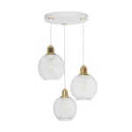 GloboStar® VIVIDUS 201-0021 Vintage Κρεμαστό Φωτιστικό Πλέγμα Τρίφωτο 3 x E27 IP20 Λευκό και Χρυσό Μέταλλο - Μ32 x Π32 x Υ70cm - Image 3