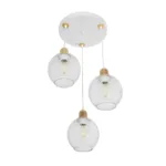 GloboStar® VIVIDUS 201-0021 Vintage Κρεμαστό Φωτιστικό Πλέγμα Τρίφωτο 3 x E27 IP20 Λευκό και Χρυσό Μέταλλο - Μ32 x Π32 x Υ70cm - Image 4