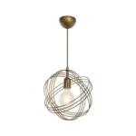 GloboStar® GLOWN 201-0022 Μοντέρνο Κρεμαστό Φωτιστικό Πλέγμα Μονόφωτο 1 x E27 IP20 Χρυσό Μέταλλο - Μ30 x Π30 x Υ70cm