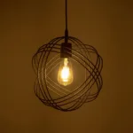 GloboStar® GLOWN 201-0023 Μοντέρνο Κρεμαστό Φωτιστικό Πλέγμα Μονόφωτο 1 x E27 IP20 Μαύρο & Χάλκινο Μέταλλο -  Μ30x Π30 x Υ70cm - Image 2