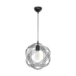 GloboStar® GLOWN 201-0023 Μοντέρνο Κρεμαστό Φωτιστικό Πλέγμα Μονόφωτο 1 x E27 IP20 Μαύρο & Χάλκινο Μέταλλο -  Μ30x Π30 x Υ70cm - Image 3