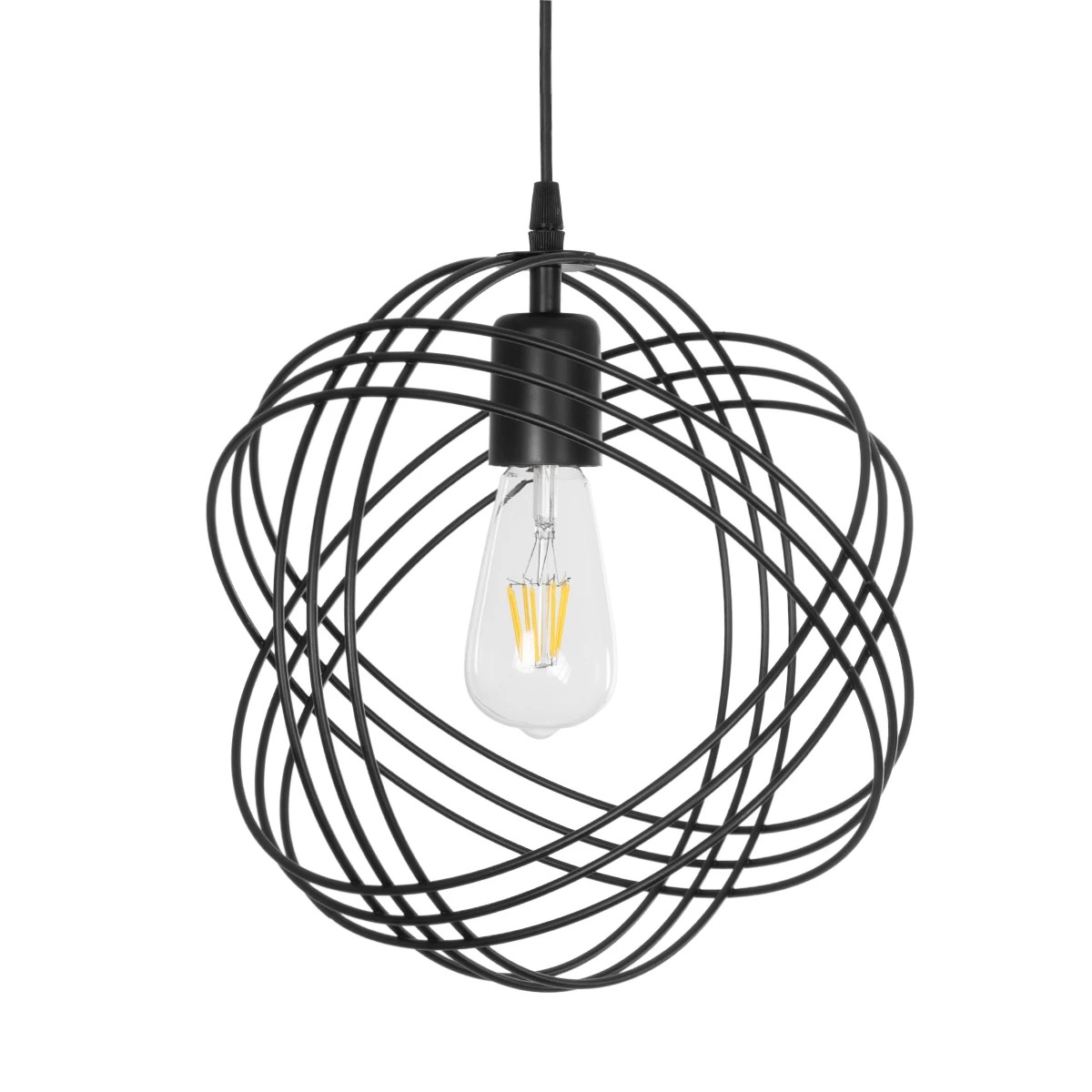 GloboStar® GLOWN 201-0023 Μοντέρνο Κρεμαστό Φωτιστικό Πλέγμα Μονόφωτο 1 x E27 IP20 Μαύρο & Χάλκινο Μέταλλο - Μ30x Π30 x Υ70cm - Image 4