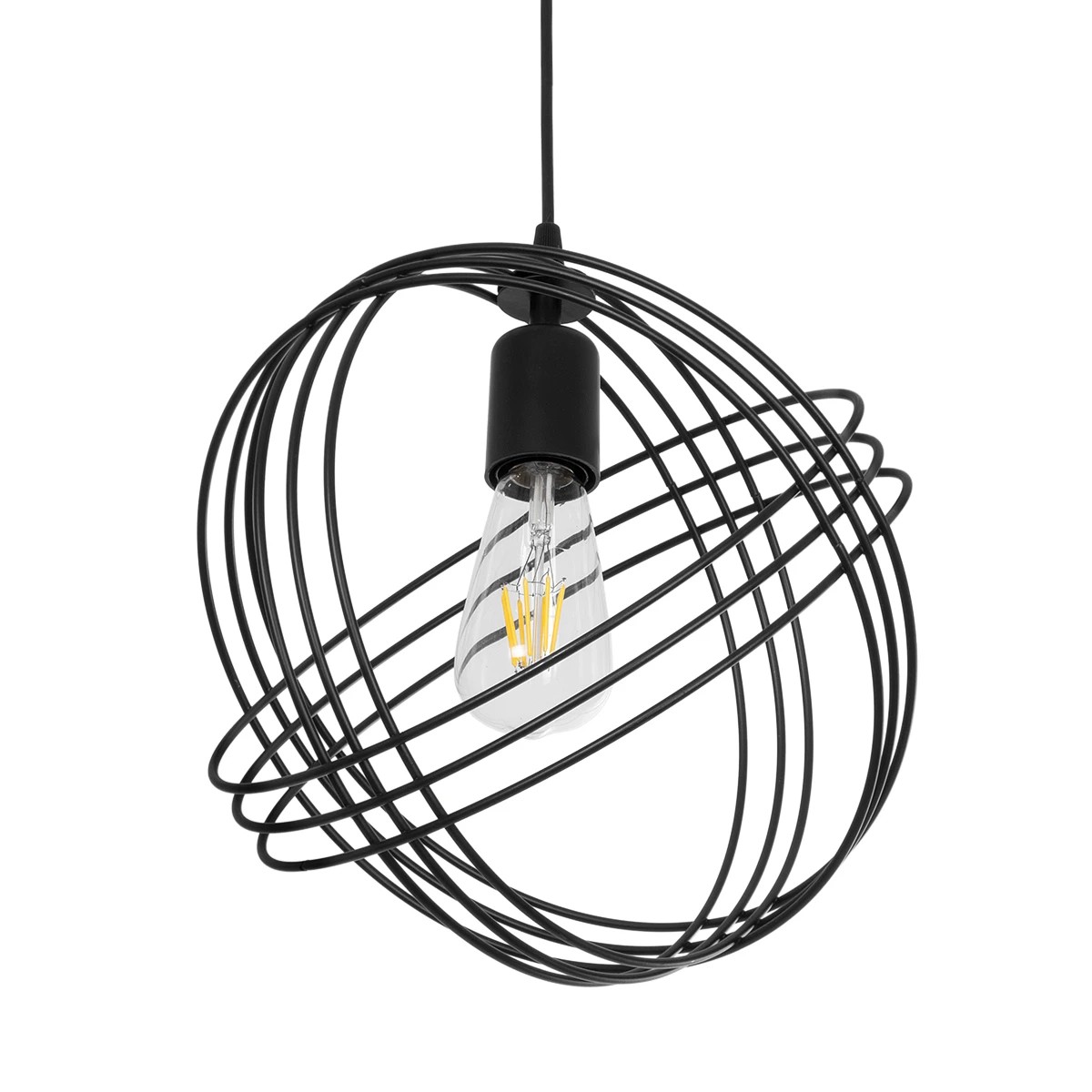 GloboStar® GLOWN 201-0023 Μοντέρνο Κρεμαστό Φωτιστικό Πλέγμα Μονόφωτο 1 x E27 IP20 Μαύρο & Χάλκινο Μέταλλο - Μ30x Π30 x Υ70cm - Image 5