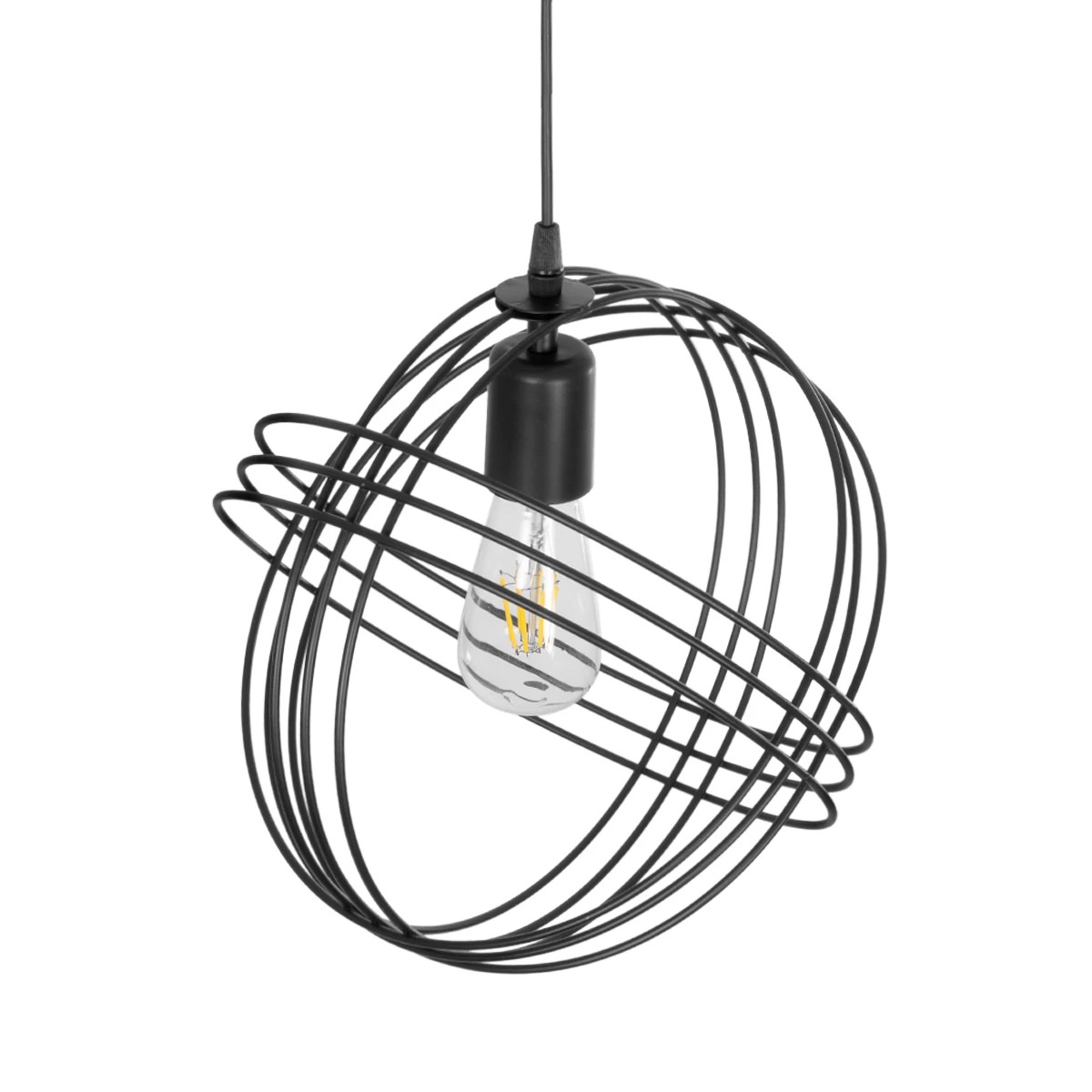 GloboStar® GLOWN 201-0023 Μοντέρνο Κρεμαστό Φωτιστικό Πλέγμα Μονόφωτο 1 x E27 IP20 Μαύρο & Χάλκινο Μέταλλο - Μ30x Π30 x Υ70cm - Image 6