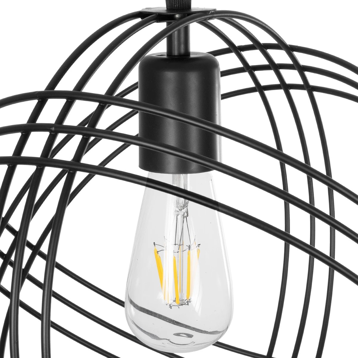 GloboStar® GLOWN 201-0023 Μοντέρνο Κρεμαστό Φωτιστικό Πλέγμα Μονόφωτο 1 x E27 IP20 Μαύρο & Χάλκινο Μέταλλο - Μ30x Π30 x Υ70cm - Image 7