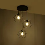 GloboStar® DAZLA 201-0024 Vintage Κρεμαστό Φωτιστικό Πλέγμα Τρίφωτο 3 x E27 IP20 Μαύρο Μέταλλο - Μ32 x Π32 x Υ70cm - Image 2