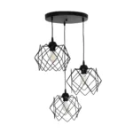 GloboStar® DAZLA 201-0024 Vintage Κρεμαστό Φωτιστικό Πλέγμα Τρίφωτο 3 x E27 IP20 Μαύρο Μέταλλο - Μ32 x Π32 x Υ70cm - Image 3